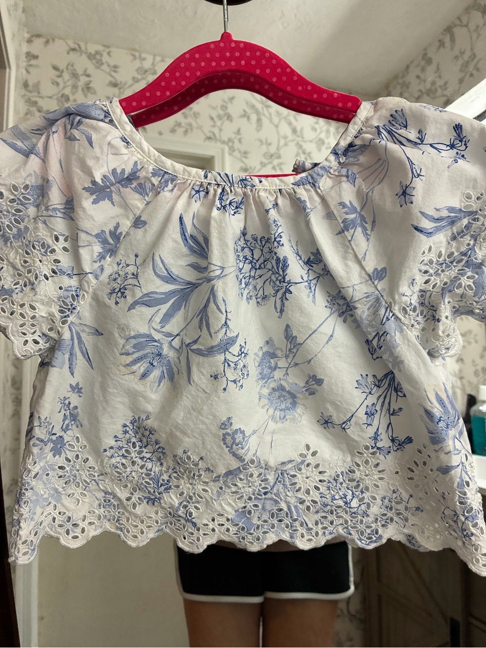 GAP White Top with Blue Floral Print